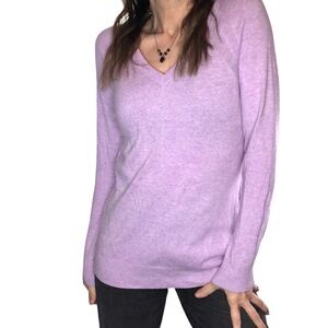 Cashmere Blend V Neck Sweater Apt. 9 Sz M Lilac Knit Contemporary Cozy Classic